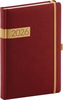 Denní diář Twill 2026, bordó-zlatý