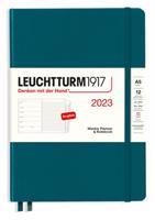 Diář Leuchtturm 2023 Pacific Green, Weekly Planner &amp; Notebook Medium (A5) 2023, with extra booklet, English