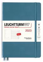 Diář Leuchtturm 2023 Stone Blue, Weekly Planner &amp; Notebook Medium (A5) 2023, with extra booklet, English