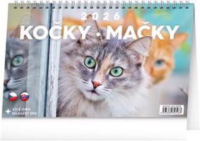 Stolní kalendář Kočky – Mačky CZ/SK 2026