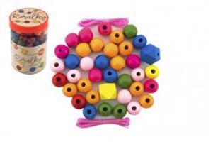 TEDDIES Korálky barevné MAXI s gumičkami 106 ks v plastové dóze